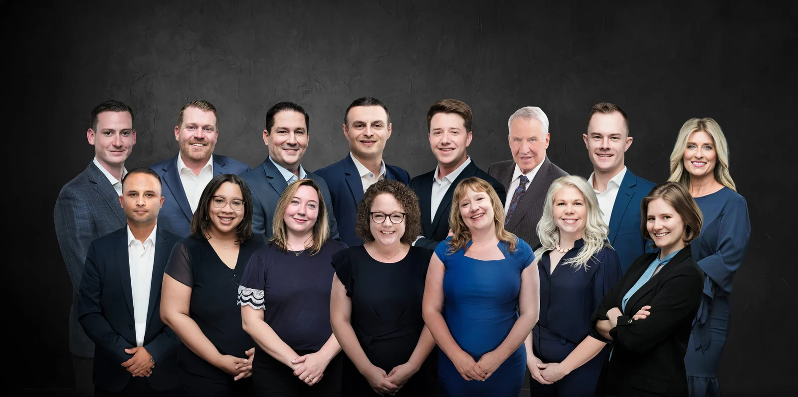 Phase Financial’s fifteen-person team composite, photographed by Henry David Photography in Clayton, Missouri